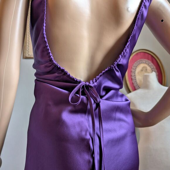 Target Future Collective Alani Noelle Satin Midi Slip Dress Purple Low Back - Picture 8 of 12